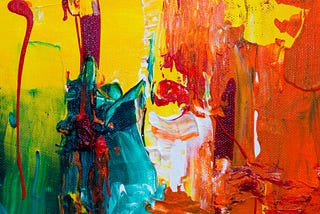 Abstract painting filled with lively colours