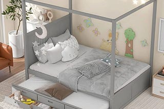 queen-canopy-bed-with-trundle-and-storage-drawers-adamsbargainshop-1