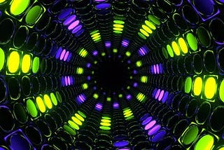 Purple And Light Green Abstract Neon Light Rotation Tunnel Background Vj Loop In 4K