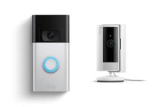 Ring Video Doorbell Satin Nickel Bundle with All-new Ring Indoor Cam