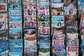 A photo of a magazine rack.