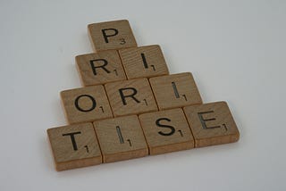 ‘PRIORITISE’ written on wooden tiles.