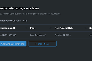 Easily Manage Lens Subscriptions for Teams with Lens Business ID