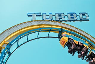 A rollercoaster with turbo text on top.
