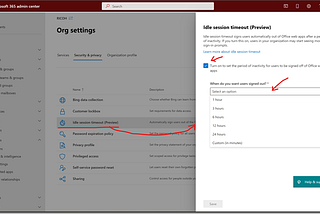 Idle session timeout for Microsoft 365