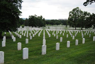 Gravestones in symmetrical lines. Arlington Washington