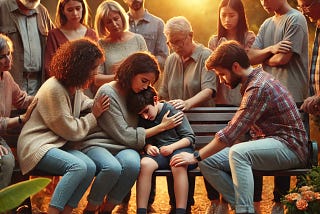 A community banding together to comfort a grieving kid.