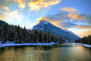 A mountain in Banff after sunrise