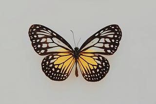 a beautiful butterfly in yellow, black, and white color