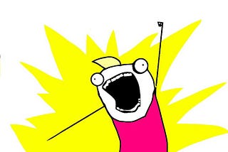 All the things meme (stick figure in pink dress looking excited in front of yellow splash background)