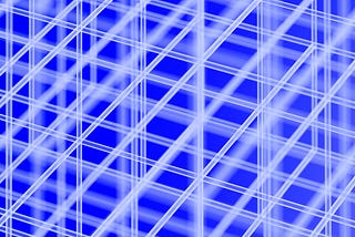 A blue background containing white lines running crisscross