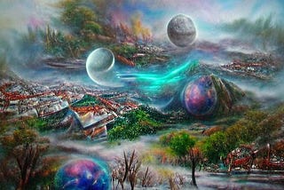 yaml in a distanct planet with three moons 8k resolution holographic astral cosmic illustration mixed media by Pablo Amaringo using https://creator.nightcafe.studio/ (yes with typo)