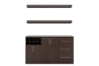 NewAge Home Bar Espresso 6-Piece Cabinet Set - Effortless Entertaining and Intelligent Storage | Image