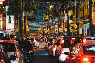Cars in traffic