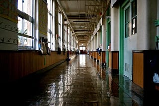 Empty school passageway