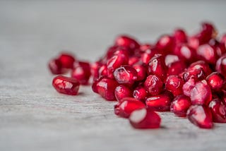 Pomegranate arils with a gorgeous ruby red color.