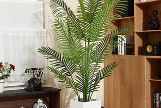 Stylish Woven Seagrass Basket with Detachable Artificial Areca Palm Plant | Image