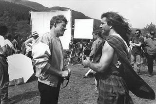 Mel Gibson on the set of Braveheart, 1994