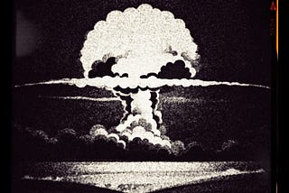 The mushroom cloud of a nuclear meltdown