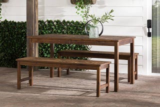 Boho Picnic Table with Umbrella Hole and Benches | Image