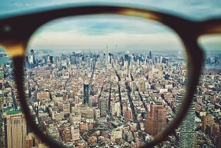 skyscrapers through corrective lenses