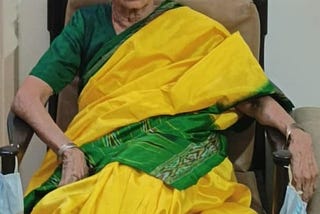 Amma is Golden Yellow with Green Pochumpalli