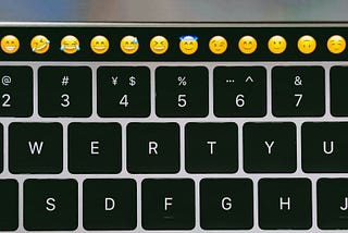 Keyboard with emojis at the top