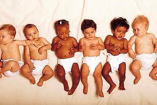 six babies of different races