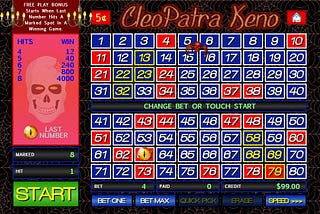 Cleopatra Keno Games