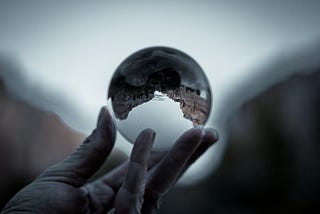 Glass globe with upside-down perspective