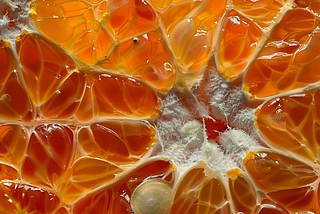 closeup of tangerine with juicy pulp showing