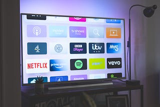 TV showing a bunch of streaming app icons