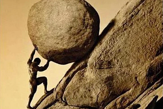 Presentation image: Sisyphus pushing the boulder