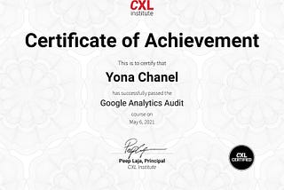 My First certificate with CXL