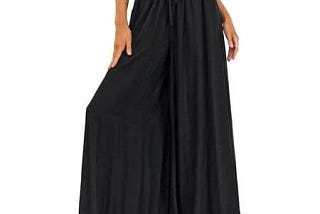 Somer Pants: Loose Flowy Elastic High Waist Wide Leg Palazzo Black XL | Image