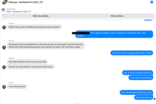Zelle Phishing Scam on Facebook Marketplace