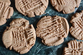 A close up of peanut butter cookies