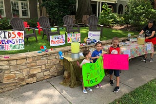 Taking action with my kids: lemonade stand for #familiesbelongtogether