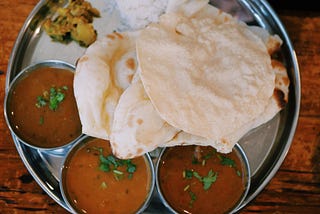 Plate of Indian food