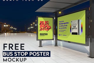 Free Bus Stop Poster Mock-up PSD Template Download