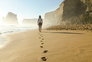 Footprints on sand beach