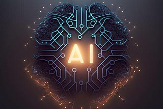Digital illustration of glowing AI sign