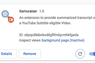 Samuraiser: The YouTube transcript summarizing extension