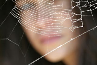 spider web and woman