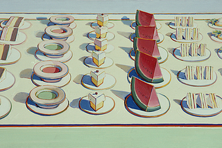 VIEWER​ ​AS​ ​CONSUMER: LUNCH​ ​TABLE ​by​ ​WAYNE​ ​THIEBAUD, 1964:
