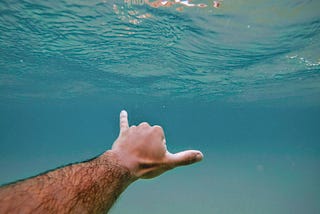 Man swimming underwater