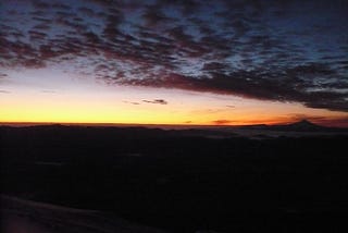 Photo of a sunrise over Mount Hood.