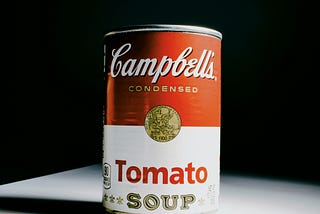 A campbell’s tomato soup can