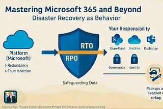 Disaster recovery is behavior: Microsoft runs the platform; we guard people, identity, and data — seatbelt + airbag.