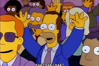 Animation of Homer Simpson saying “Me!Me!Me!”